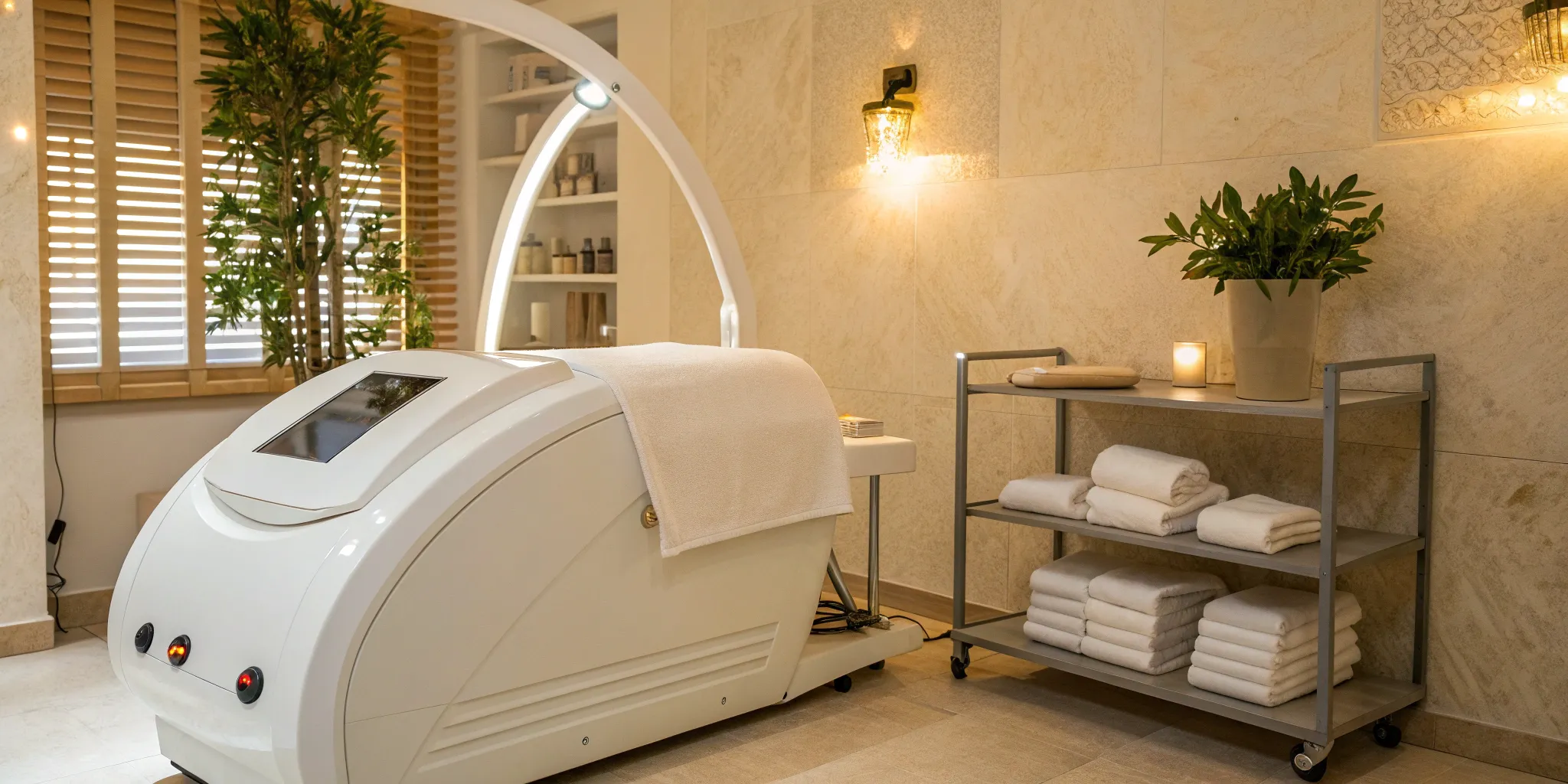 Laser light lipo machine for fat reduction in a professional clinic setting.