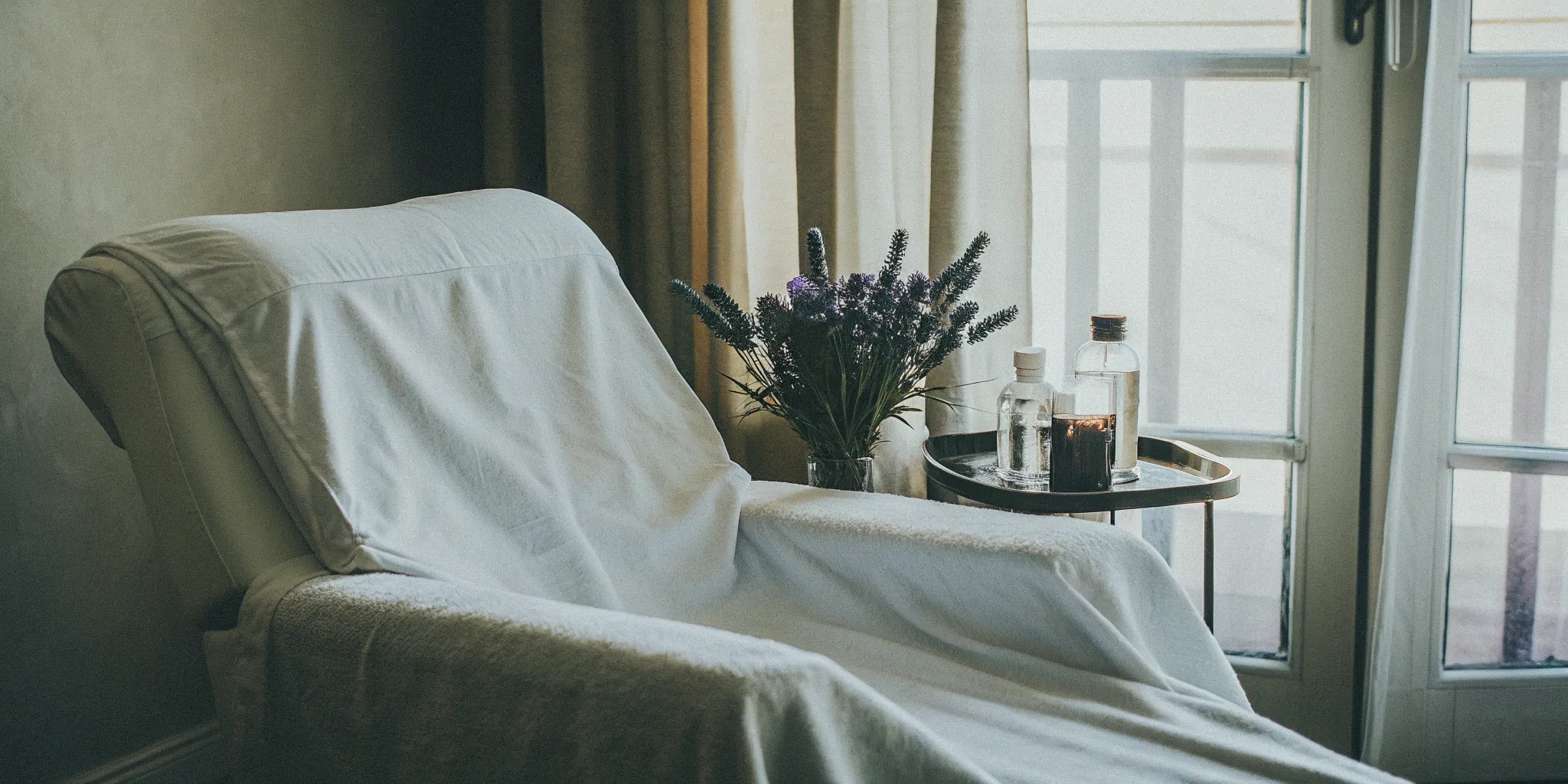 A relaxing med spa chair and products for your All For You Med Spa experience.