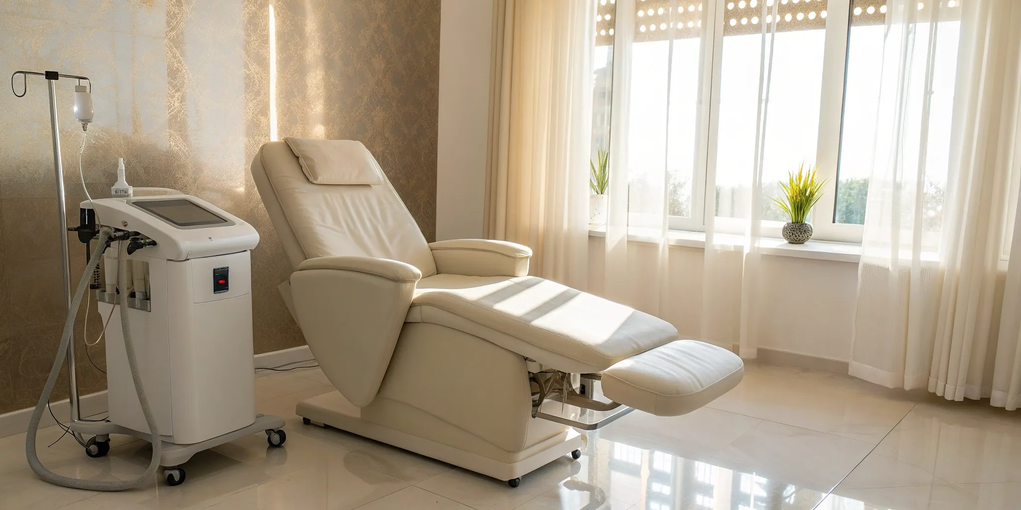 Professional equipment for underarm laser hair removal in a clean, modern clinic setting.
